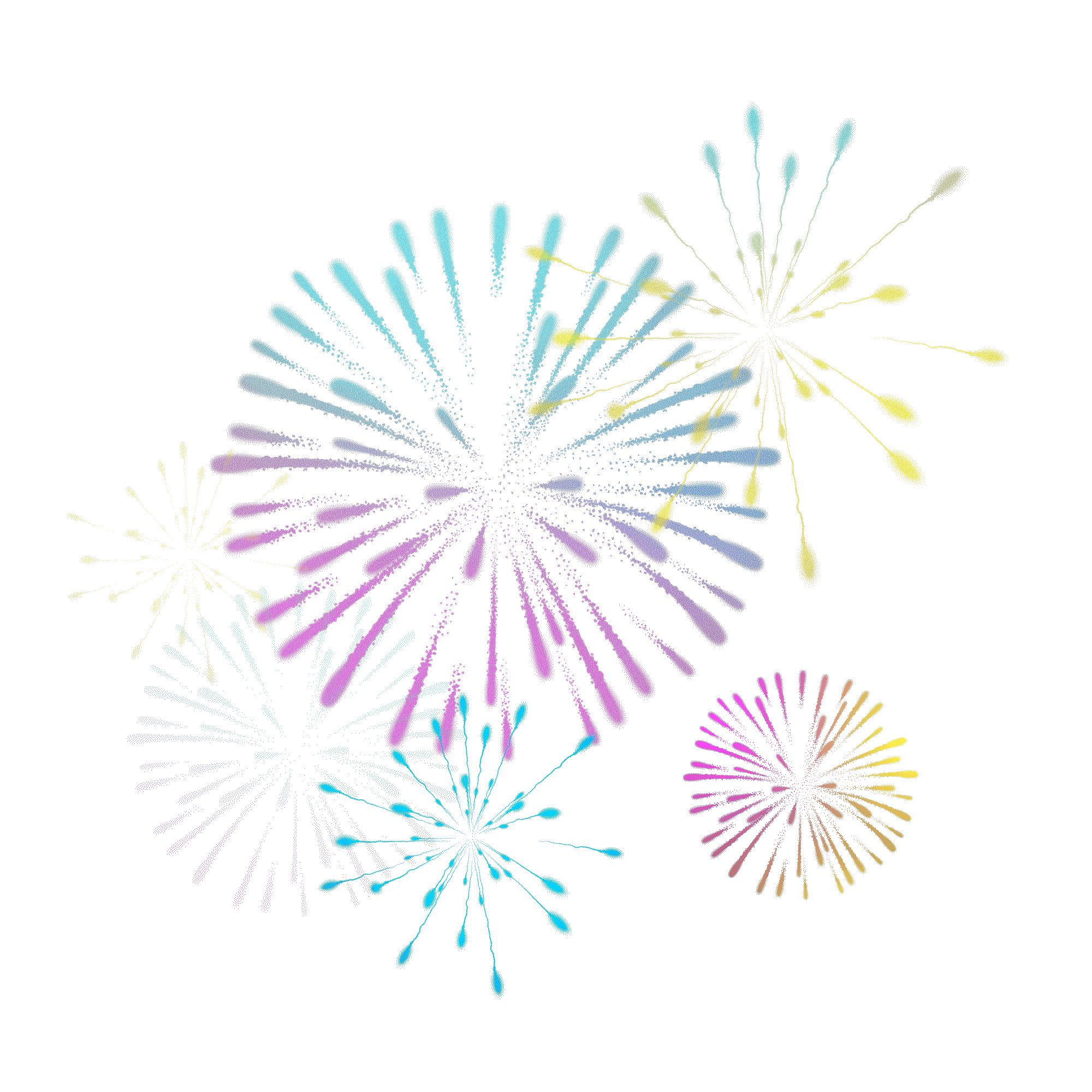 Festive Celebration Pastel Fireworks Clipart Explosion of Joy and Light