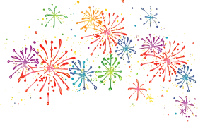 Festive Explosion of Colors: Celebratory Fireworks Clipart Bursting with Joy