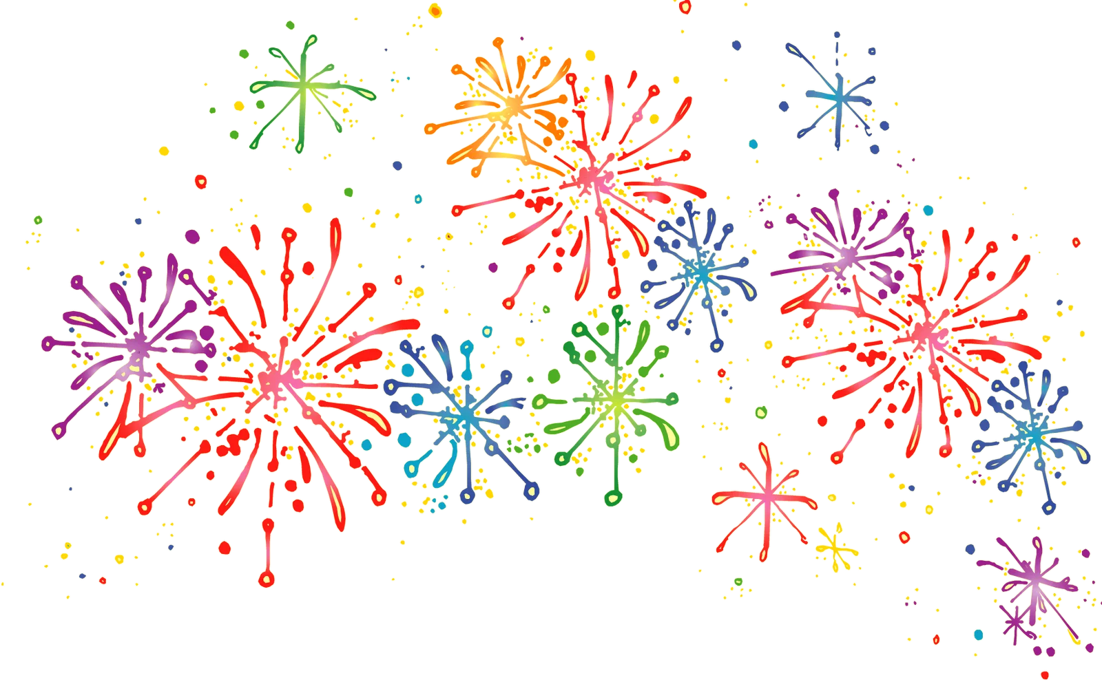 Festive Explosion of Colors: Celebratory Fireworks Clipart Bursting with Joy