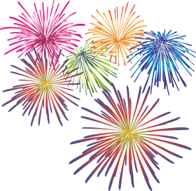 Festive Explosion of Colors: Radiant Multicolored Fireworks Clipart Design