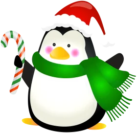 Festive Holiday Penguin Clipart Spreading Cheer with Candy Cane and Scarf