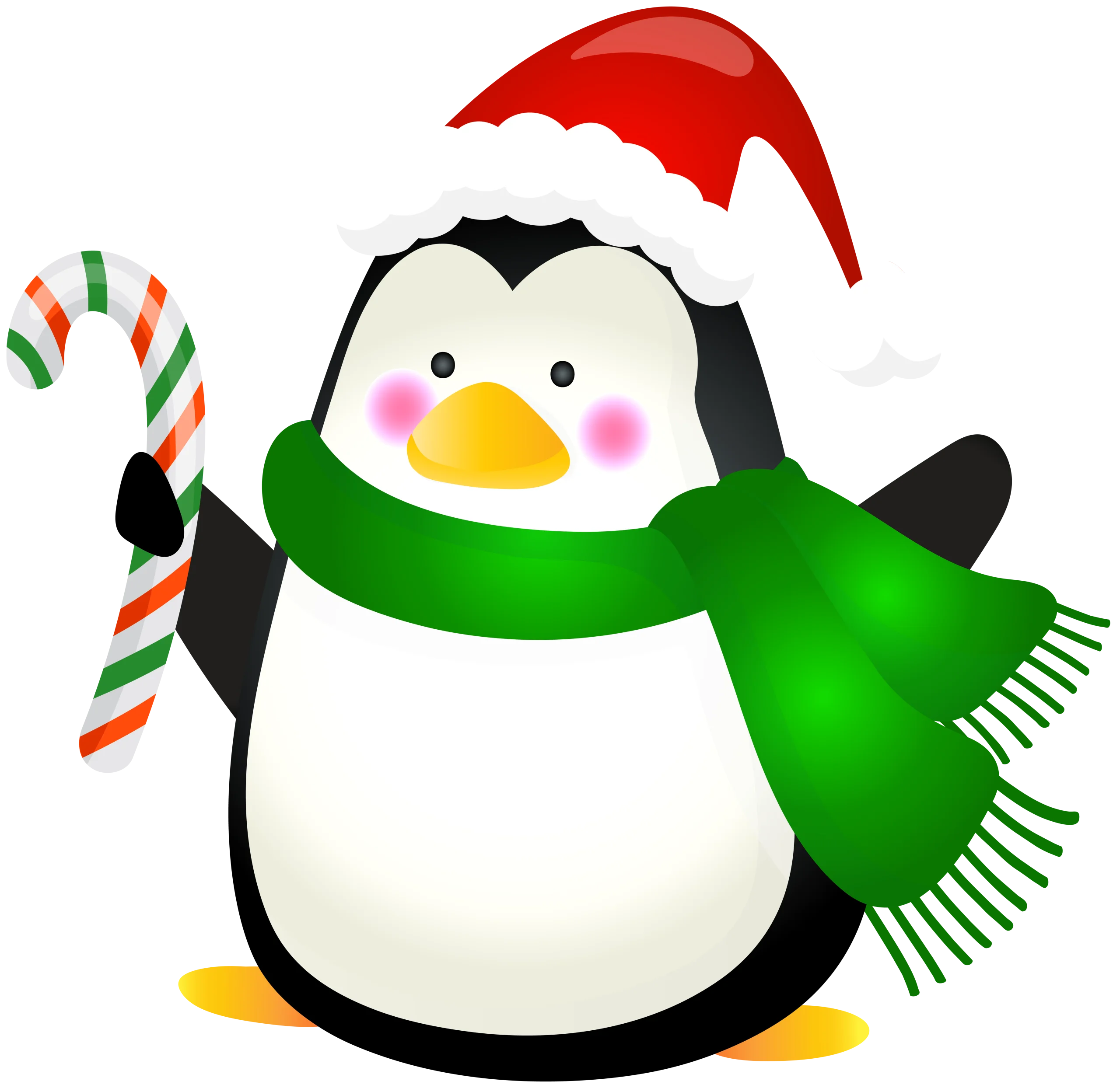 Festive Holiday Penguin Clipart Spreading Cheer with Candy Cane and Scarf
