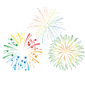 Festive Multicolored Fireworks Explosion Clipart - Celebratory Graphic Design
