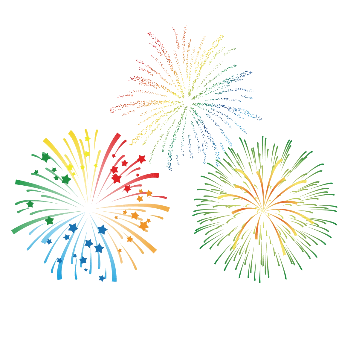 Festive Multicolored Fireworks Explosion Clipart - Celebratory Graphic Design