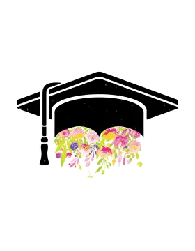 Floral Graduation Cap Clipart: Blooming Academic Achievement Symbol