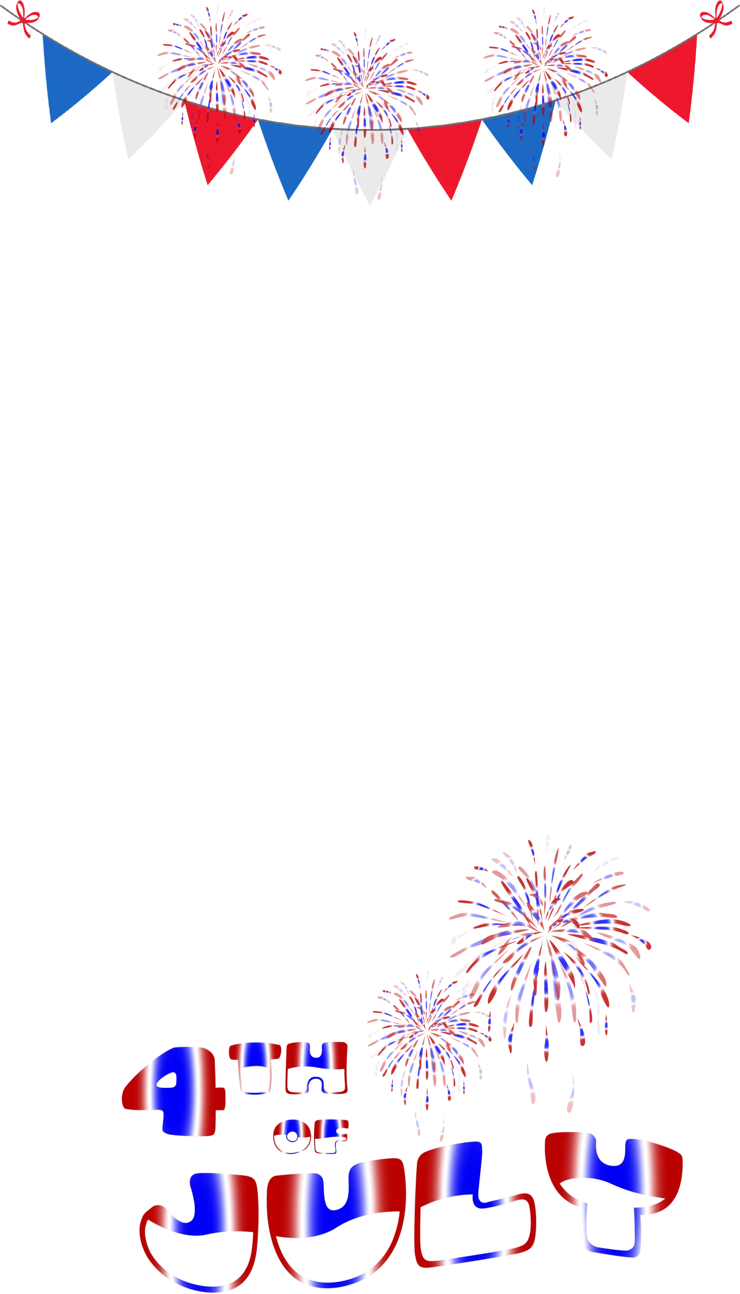 Fourth of July Patriotic Celebration Bunting and Fireworks Clipart Design