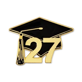 Golden Black Class of 2027 Graduation Cap Commemorative Clipart Design