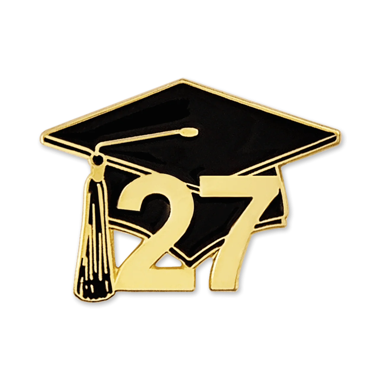 Golden Black Class of 2027 Graduation Cap Commemorative Clipart Design