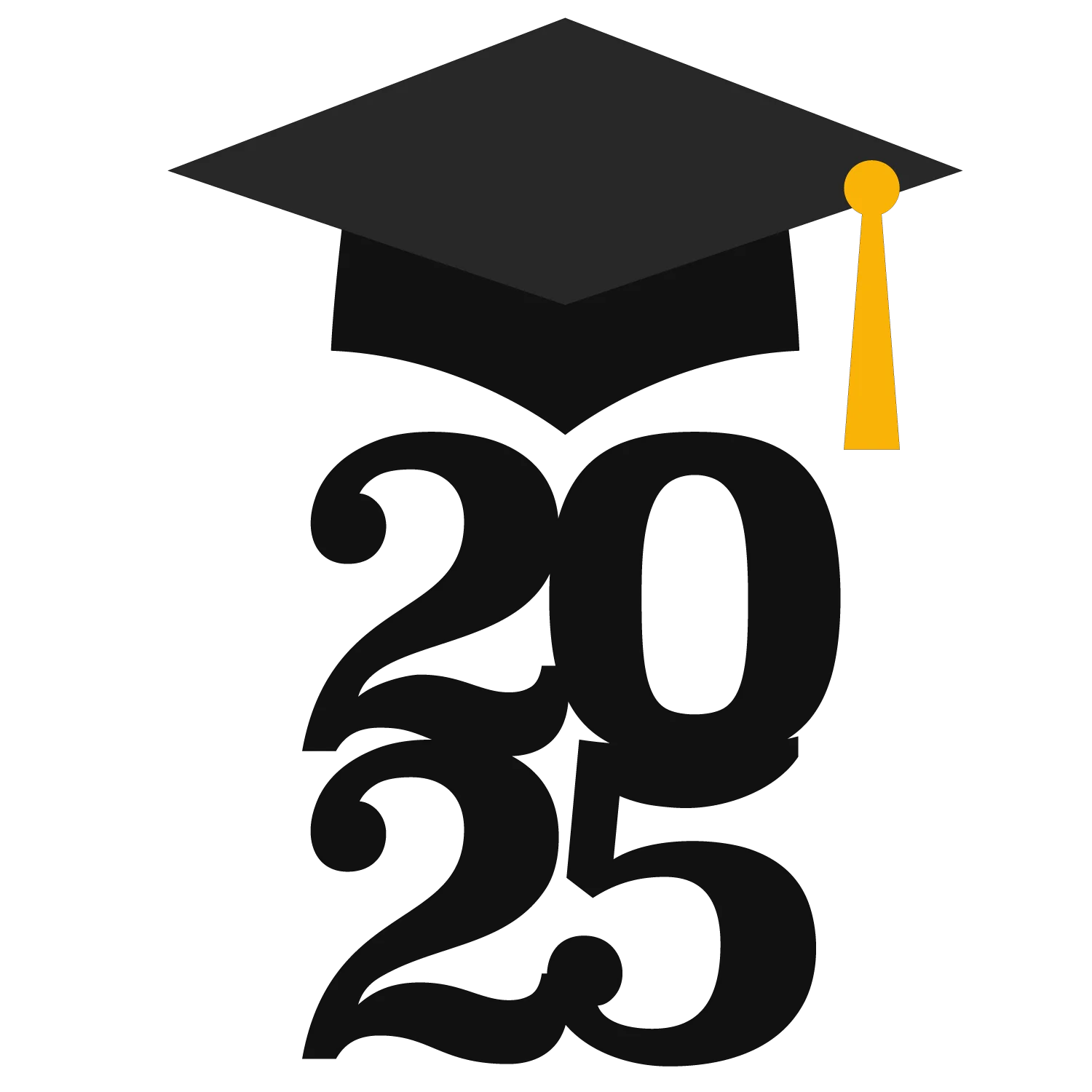 Graduation Cap Clipart 2025 - Elegant Academic Achievement Design with Bold Typography