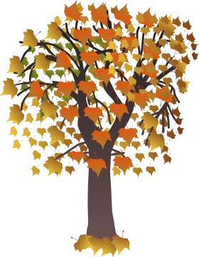 Majestic Autumn Maple Tree Shedding Golden Leaves Seasonal Clipart Illustration