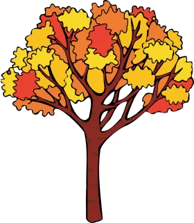 Majestic Autumn Tree Clipart Showcasing Warm Seasonal Color Palette