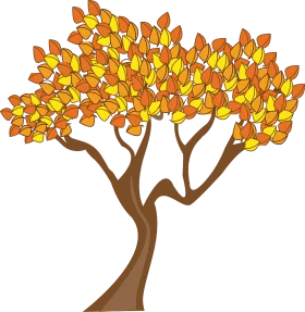 Majestic Autumn Tree Clipart with Warm Golden and Orange Foliage Silhouette