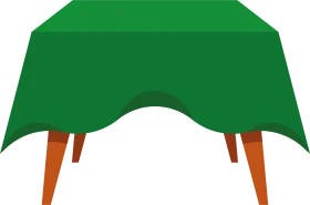 Minimalist Green Table Clipart with Wooden Legs - Simple Modern Design