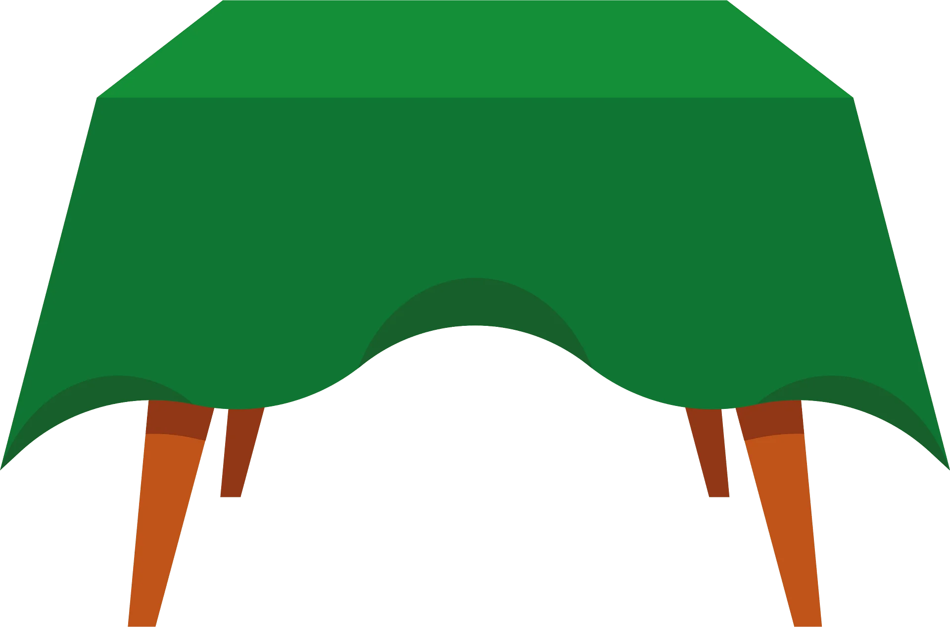 Minimalist Green Table Clipart with Wooden Legs - Simple Modern Design