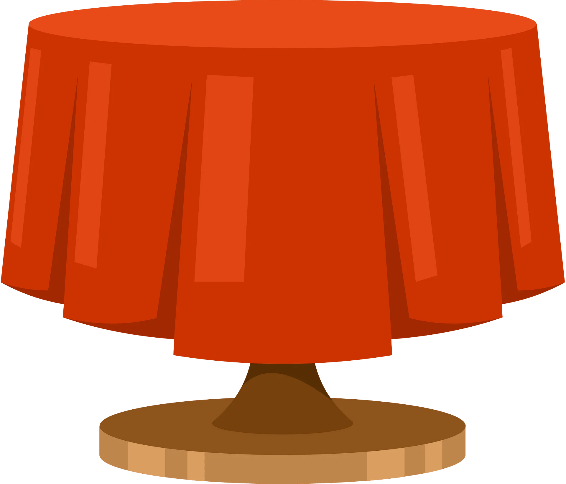 Minimalist Orange Round Table Clipart Design with Wooden Base