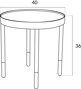 Minimalist Round Side Table Clipart with Precise Dimensional Measurements