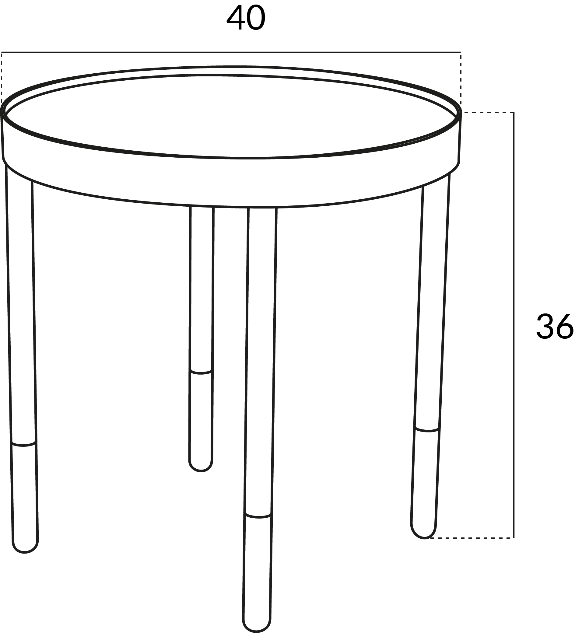 Minimalist Round Side Table Clipart with Precise Dimensional Measurements