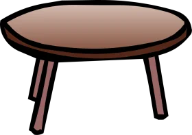 Minimalist Wooden Round Coffee Table Clipart with Simple Design