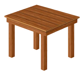 Minimalist Wooden Side Table Clipart with Warm Brown Grain Texture