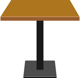 Minimalist Wooden Square Table Clipart with Sleek Black Pedestal Base