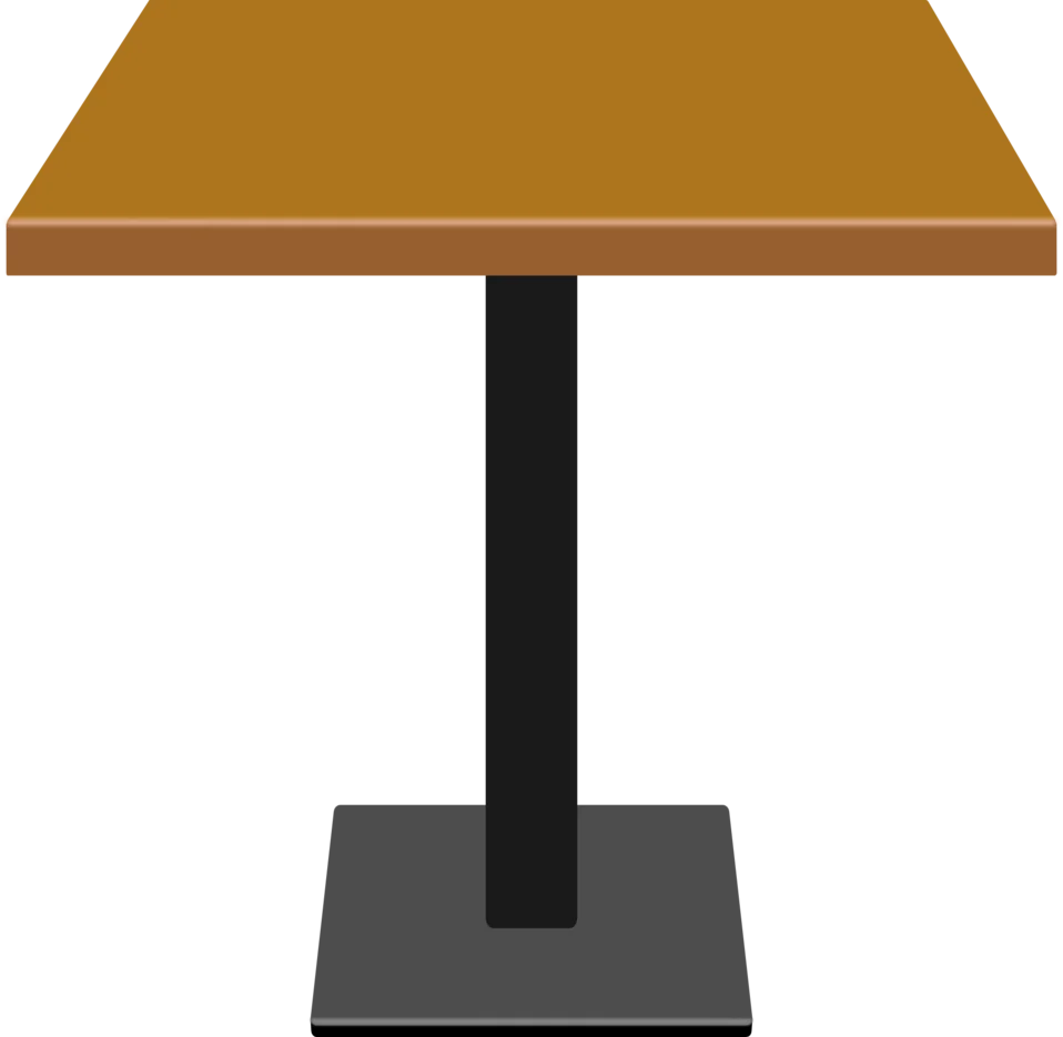 Minimalist Wooden Square Table Clipart with Sleek Black Pedestal Base