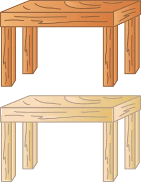 Minimalist Wooden Tables Clipart Illustration with Rustic Woodgrain Texture