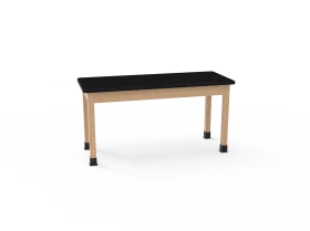 Modern Minimalist Rectangular Wood and Black Top Laboratory Table Clipart Design
