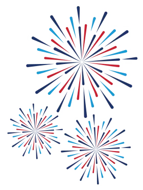 Patriotic Burst of Celebration Fireworks Clipart Design - Red, White, and Blue Sparks