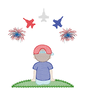 Patriotic Summer Night Sky Celebration Military Aircraft Clipart Illustration