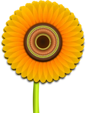 Radiant Golden Sunflower Clipart: Botanical Illustration with Detailed Petals and Center
