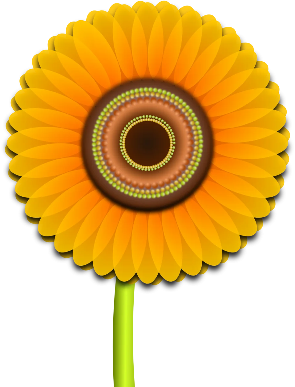 Radiant Golden Sunflower Clipart: Botanical Illustration with Detailed Petals and Center