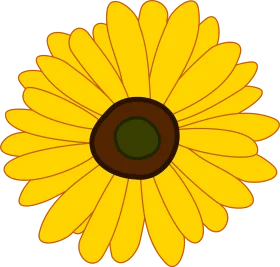 Radiant Yellow Sunflower Clipart Illustration with Warm Petals and Dark Center