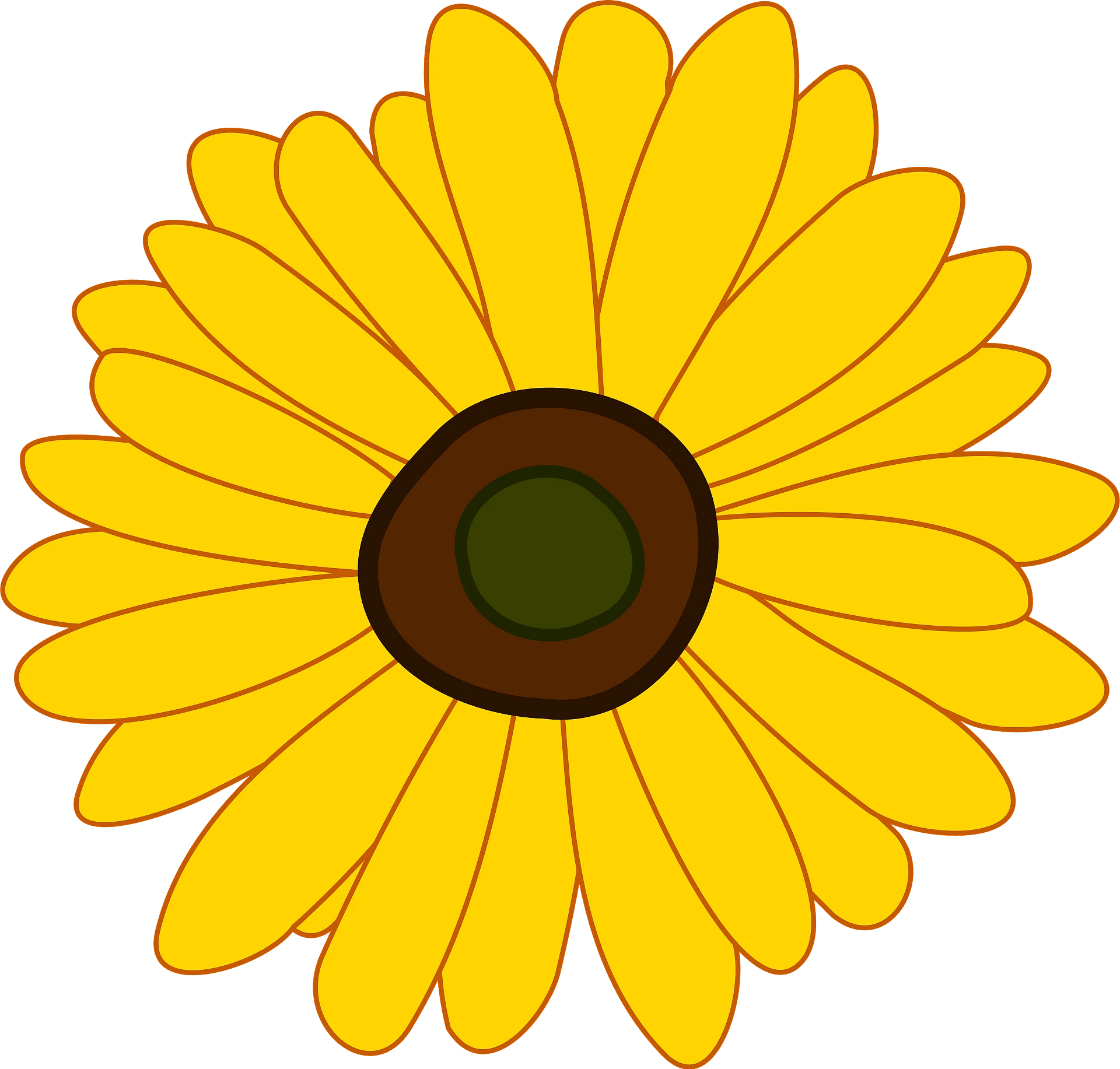 Radiant Yellow Sunflower Clipart Illustration with Warm Petals and Dark Center