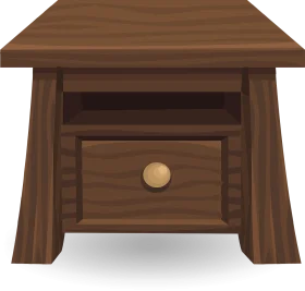 Rustic Wooden Nightstand Clipart with Single Drawer and Warm Timber Tones