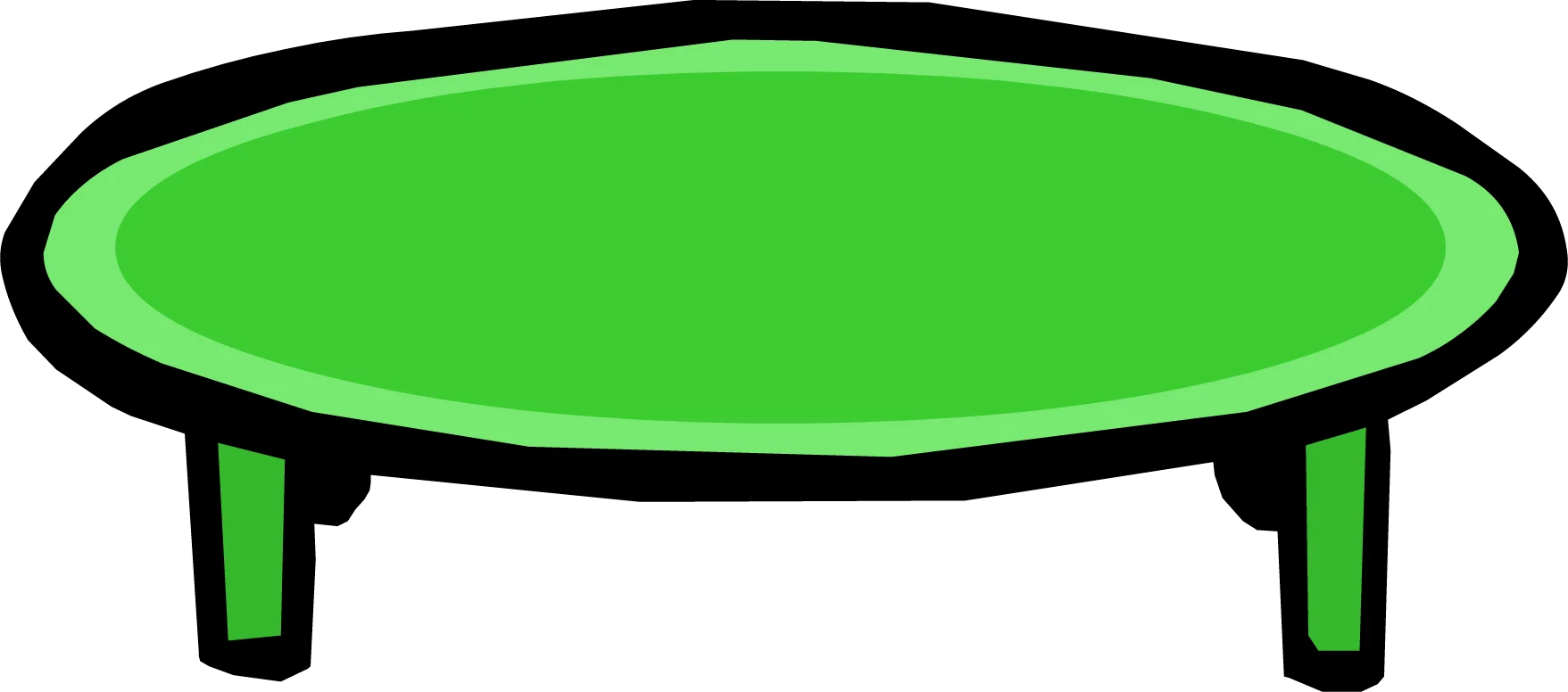 Simple Green Oval Minimalist Table Clipart Design with Smooth Legs