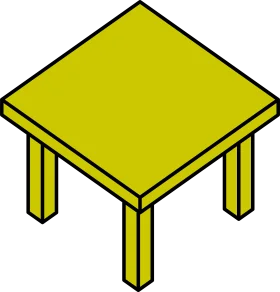 Simple Lime Green Wooden Side Table Minimalist Clipart Illustration