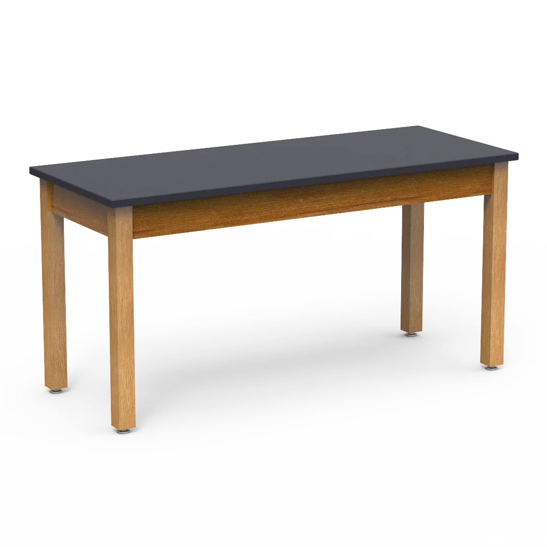 Simple Minimalist Rectangular Wooden Table Clipart with Dark Top Surface