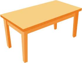 Simple Wooden Orange Rectangular Table Clipart Design with Clean Lines
