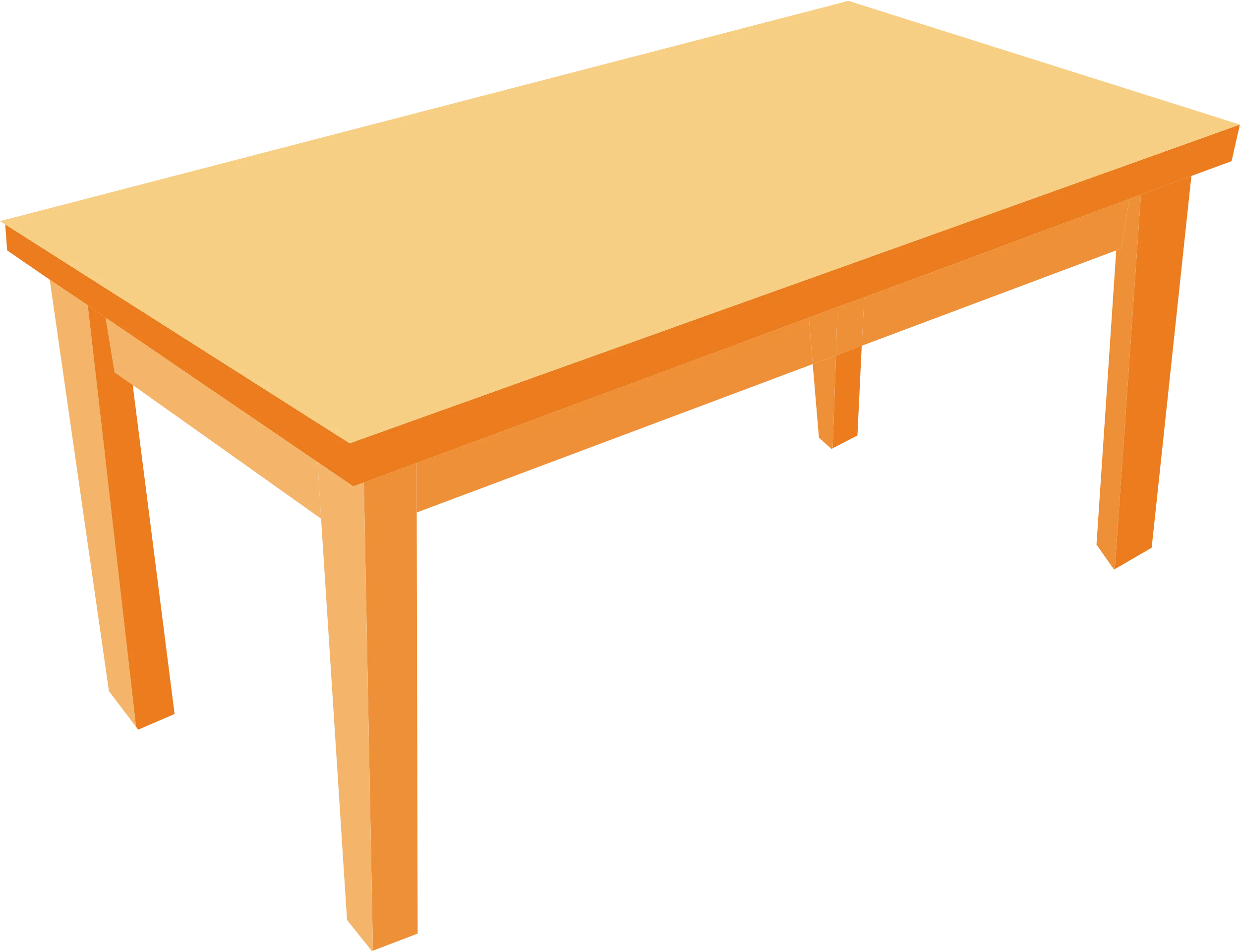 Simple Wooden Orange Rectangular Table Clipart Design with Clean Lines