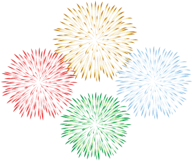 Spectacular Radiant Fireworks Clipart Explosion of Colorful Sparkling Bursts