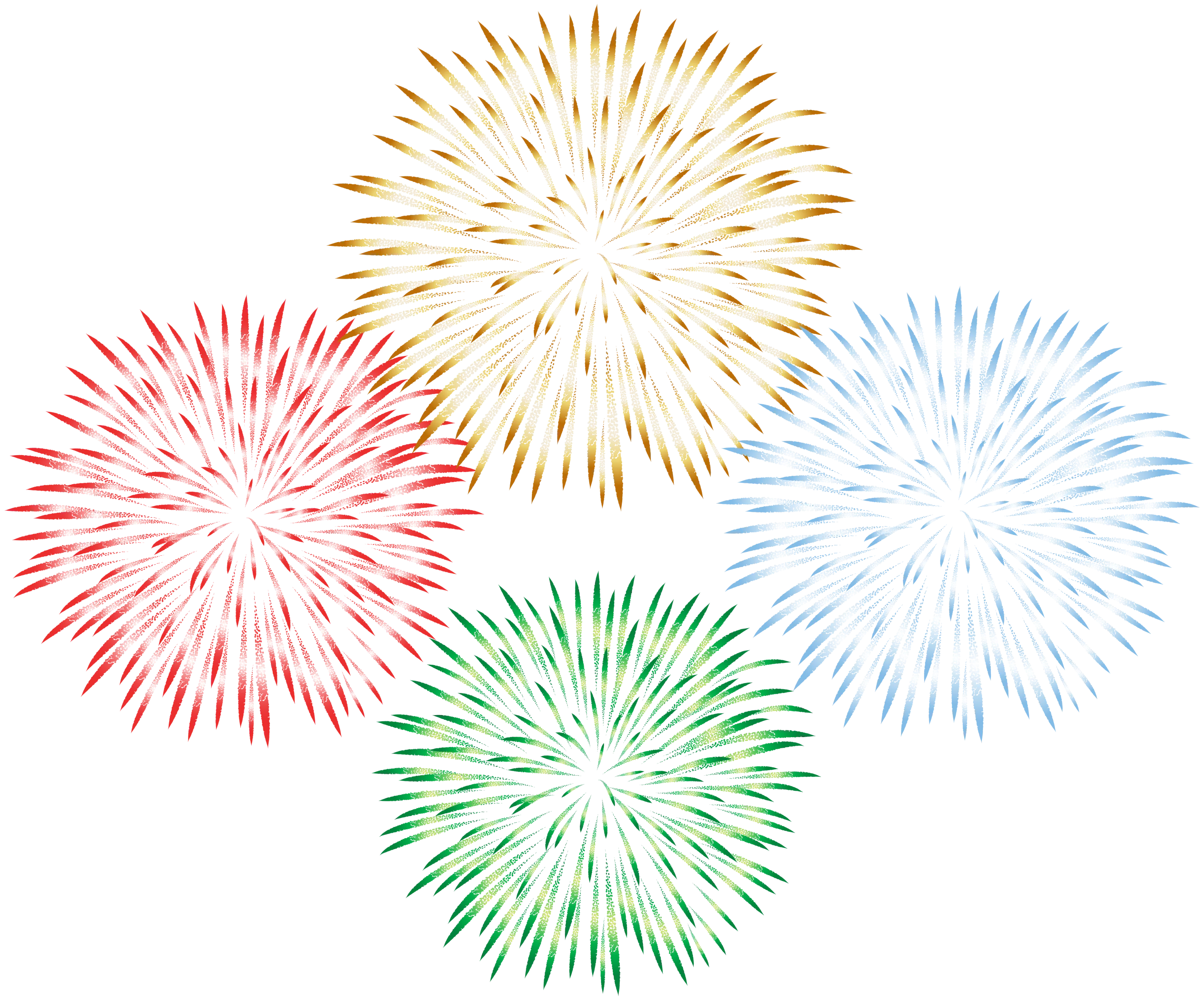 Spectacular Radiant Fireworks Clipart Explosion of Colorful Sparkling Bursts