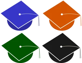 Stylish Graduation Caps Clipart Collection in Bold Contemporary Colors