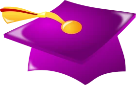 Stylish Purple Graduation Cap Clipart with Golden Tassel Design