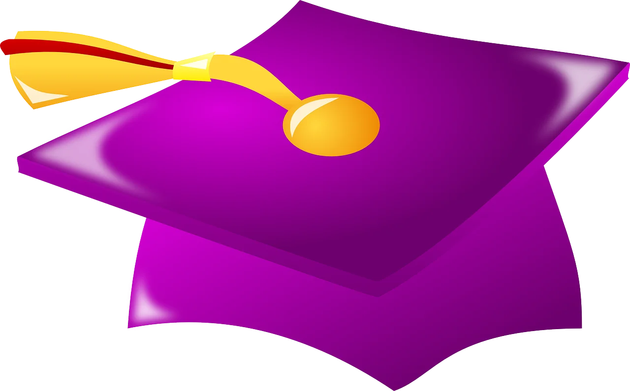 Stylish Purple Graduation Cap Clipart with Golden Tassel Design