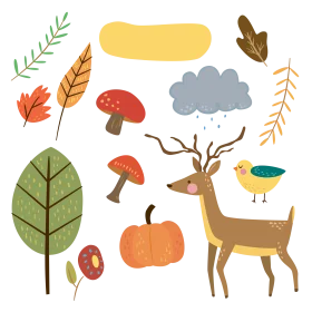 Whimsical Autumn Woodland Clipart Collection: Nature's Seasonal Charm
