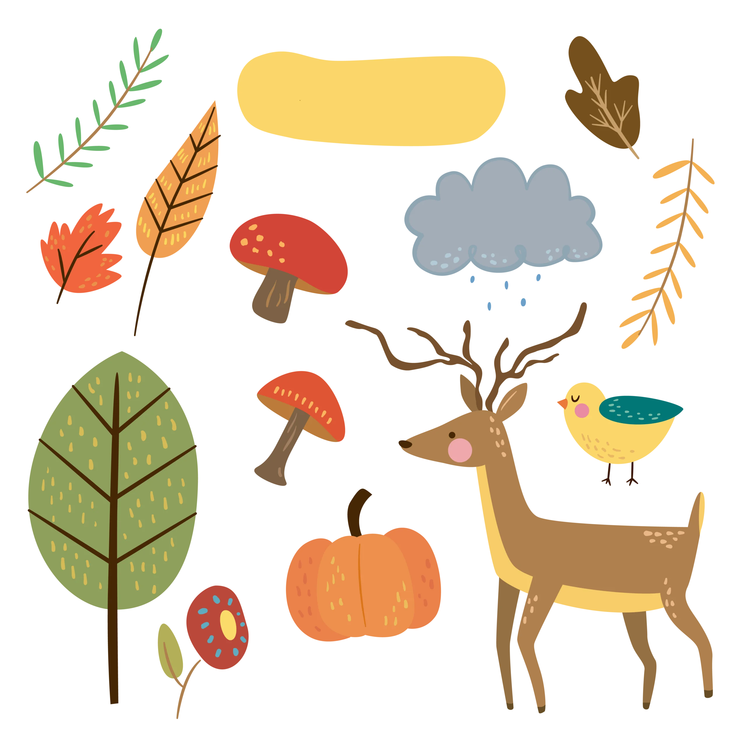 Whimsical Autumn Woodland Clipart Collection: Nature's Seasonal Charm