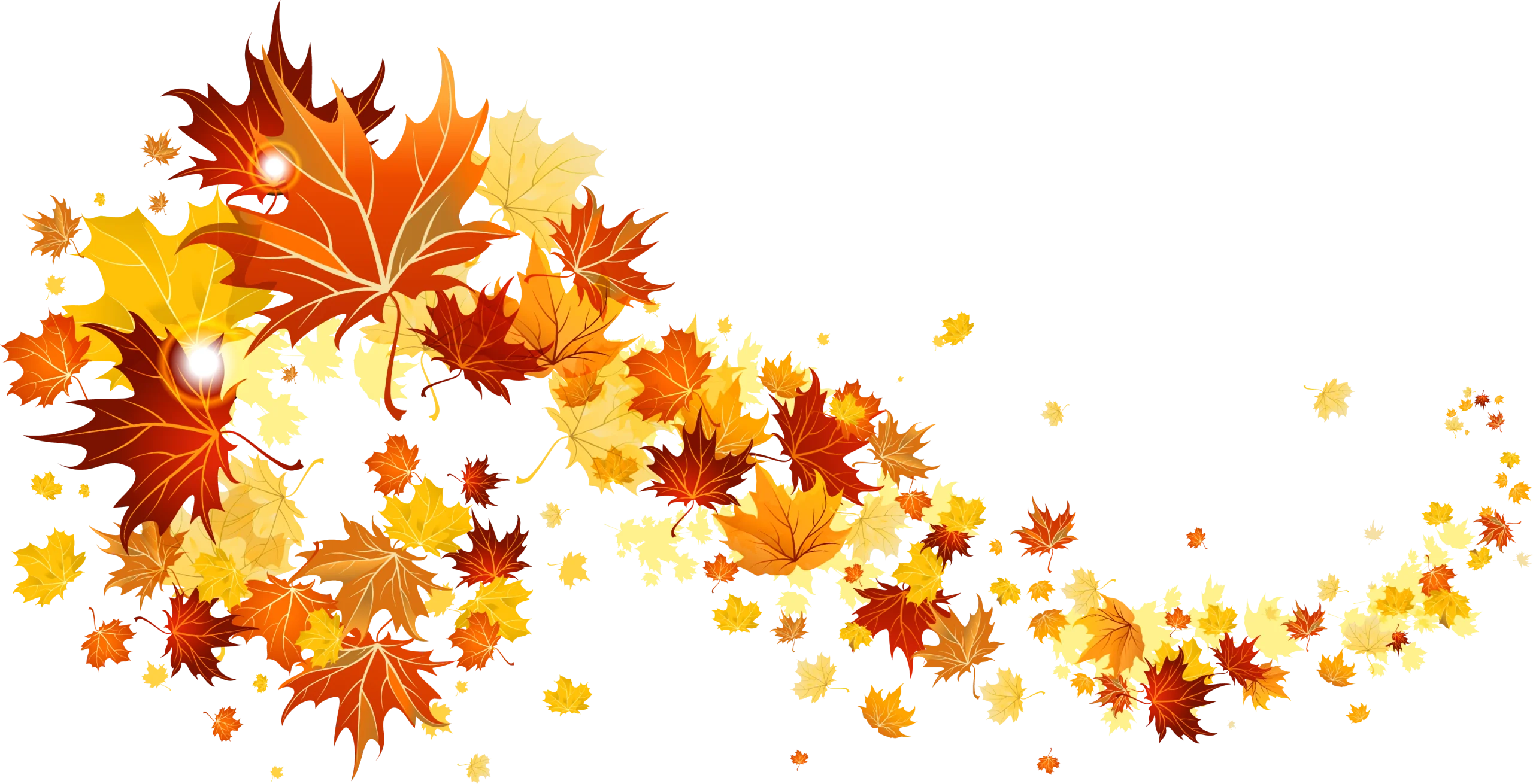 Whirling Autumn Leaves Clipart - A Dance of Golden Maple Foliage