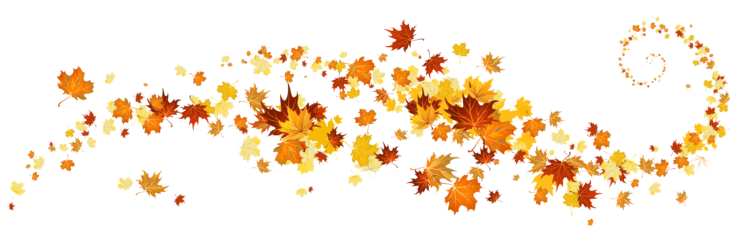 Whirling Autumn Leaves Clipart: A Graceful Dance of Golden and Orange Foliage