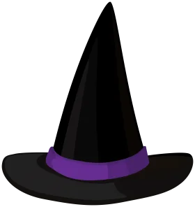 Classic Black and Purple Halloween Witch Hat Clipart Design with Elegant Band