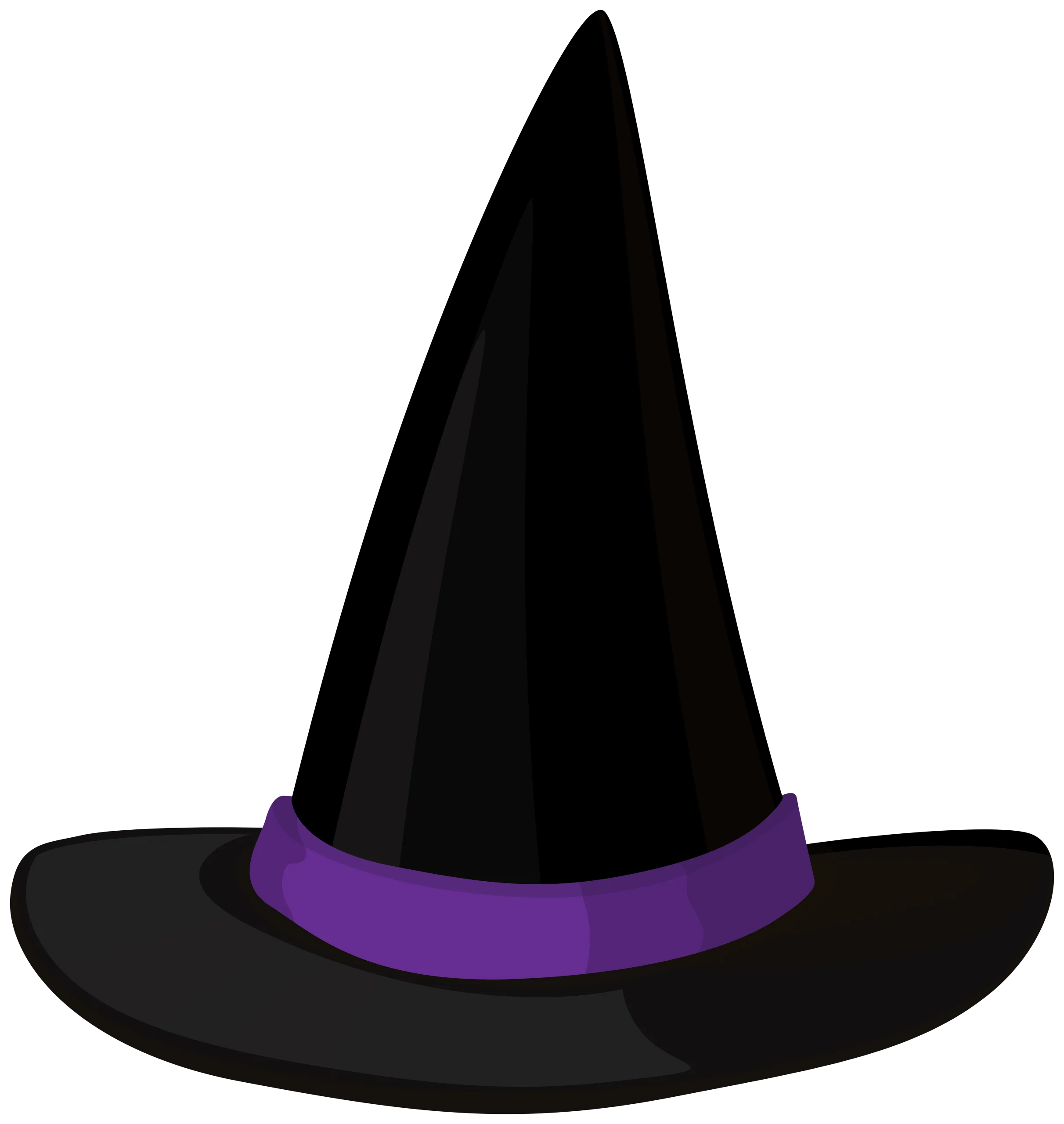 Classic Black and Purple Halloween Witch Hat Clipart Design with Elegant Band